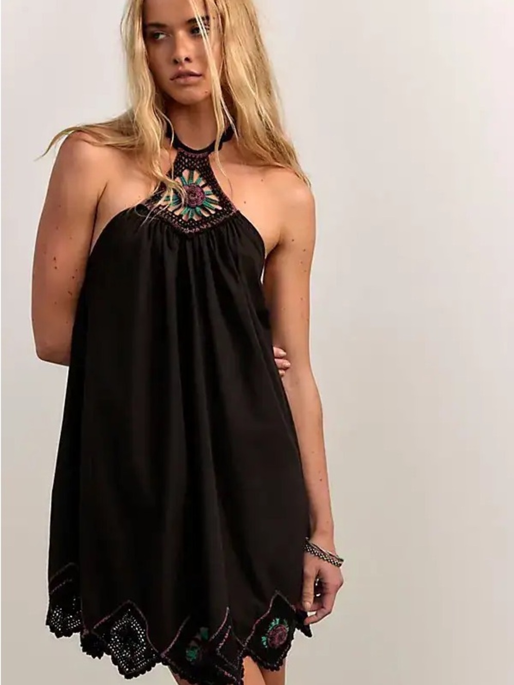 Free People Crochet Gardens Mini Dress